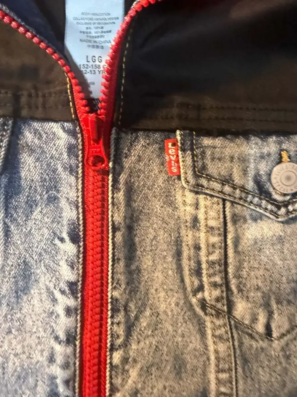 Levi's Youth Zip-Up Mixed Media Denim Trucker Jacket with Nylon Yoke